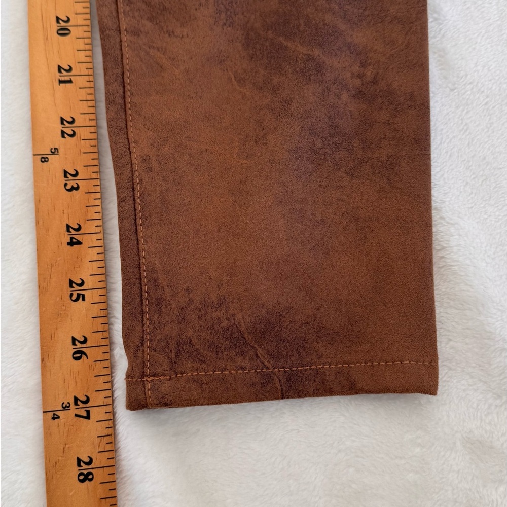 Chico’s Size 6 ( 0.5) Brown/tan faux leather 5 pocket pants. Like new condition - Picture 7 of 12